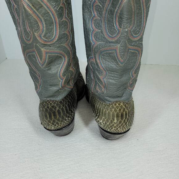 J Chisholm Boots Womens Sz 7.5M Gray Rodeo Western Python Snakeskin Leather Boot - Picture 8 of 16